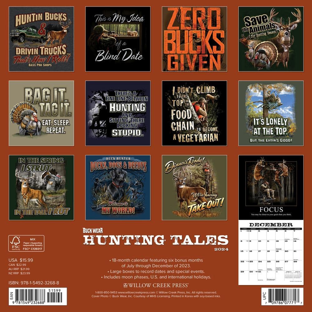 Hunting Tales Buck Wears 2024 Wall Calendar Alternate Image 1