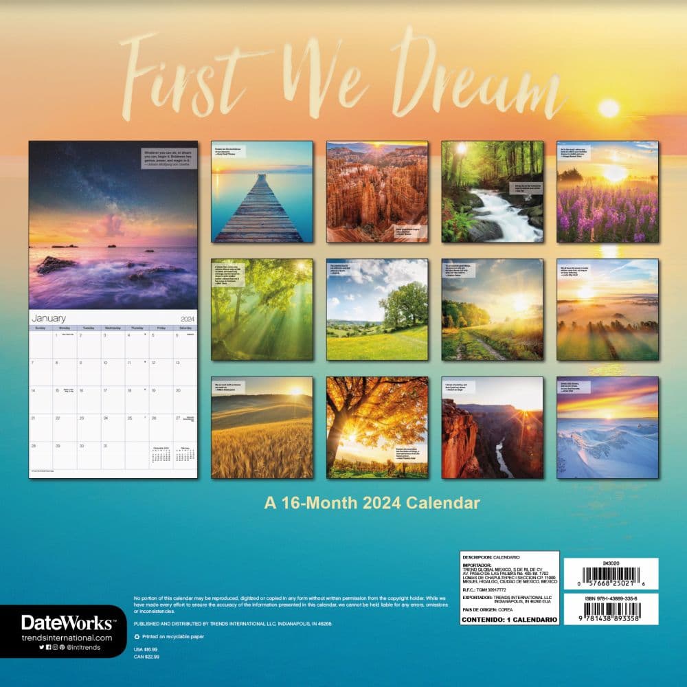 First We Dream 2024 Wall Calendar