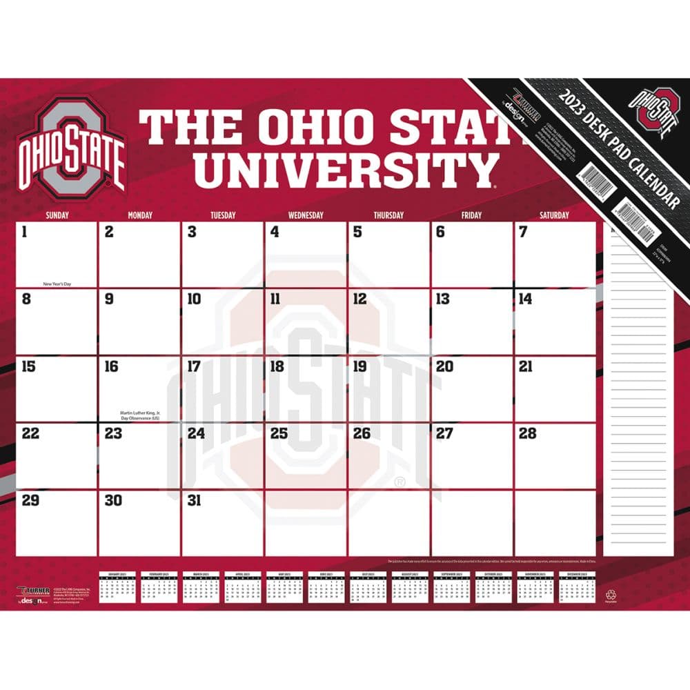 Ohio State Buckeyes 2023 Desk Pad Calendar