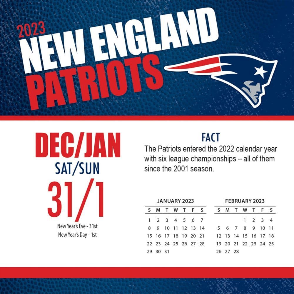 Patriots Calendar 2023 New England Patriots 2023 Desk Calendar - Calendars.com