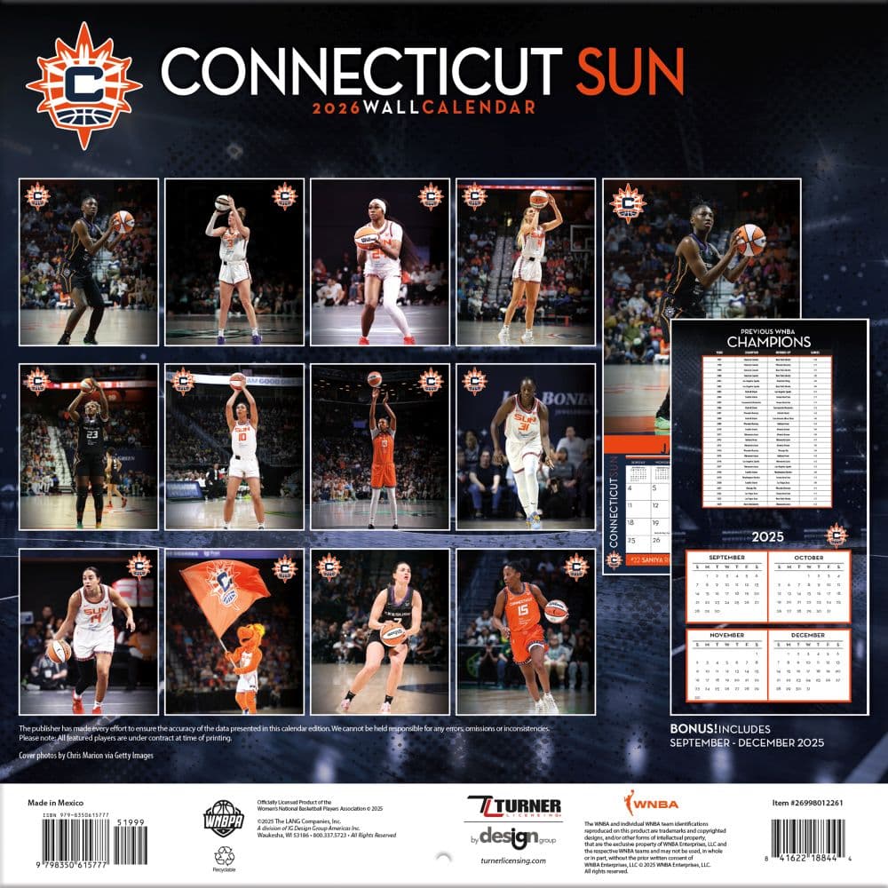 WNBA Connecticut Sun 2026 Wall Calendar First Alternate Image
