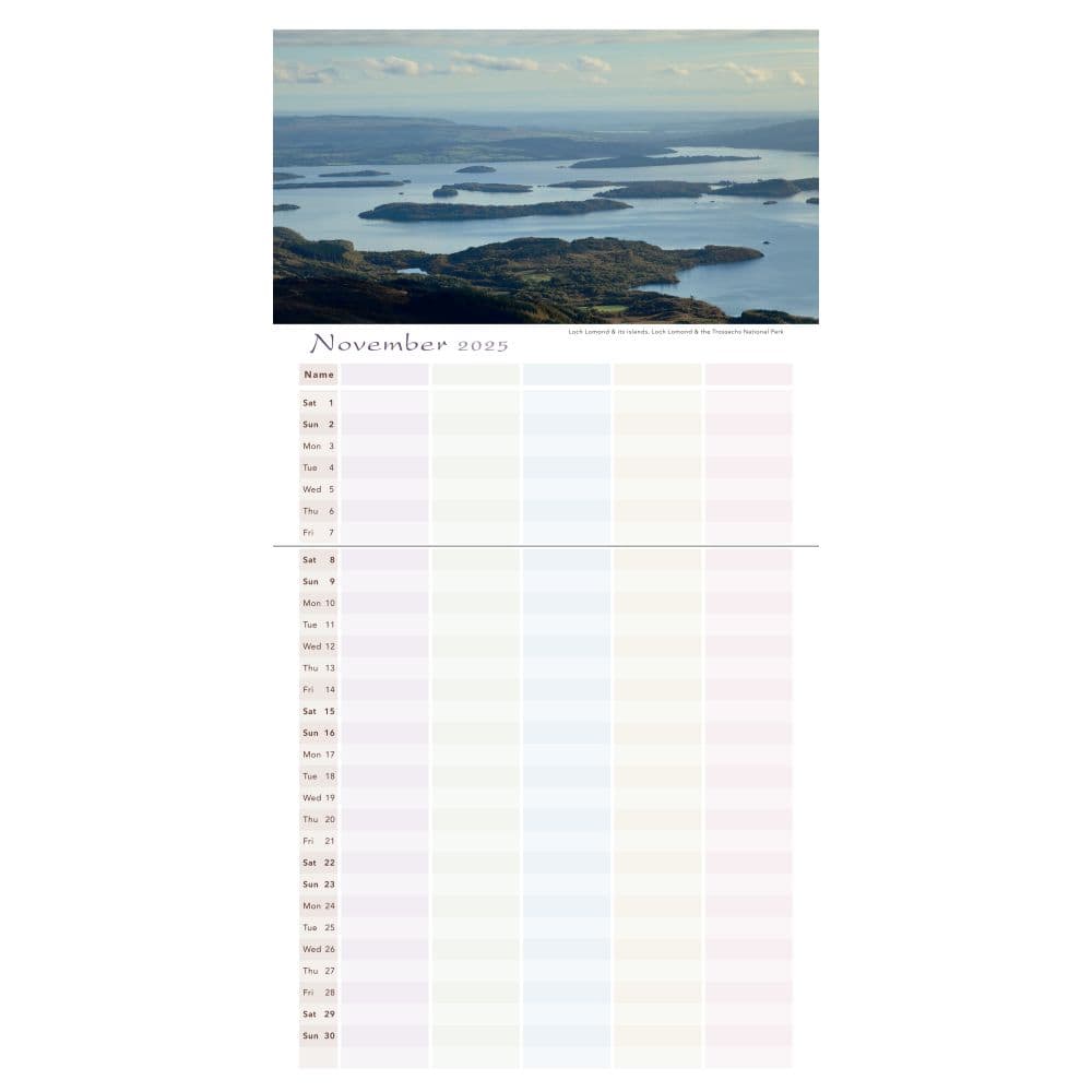 Scotland Family Organizer 2025 Wall Calendar Second Alternate Image width="1000" height="1000"