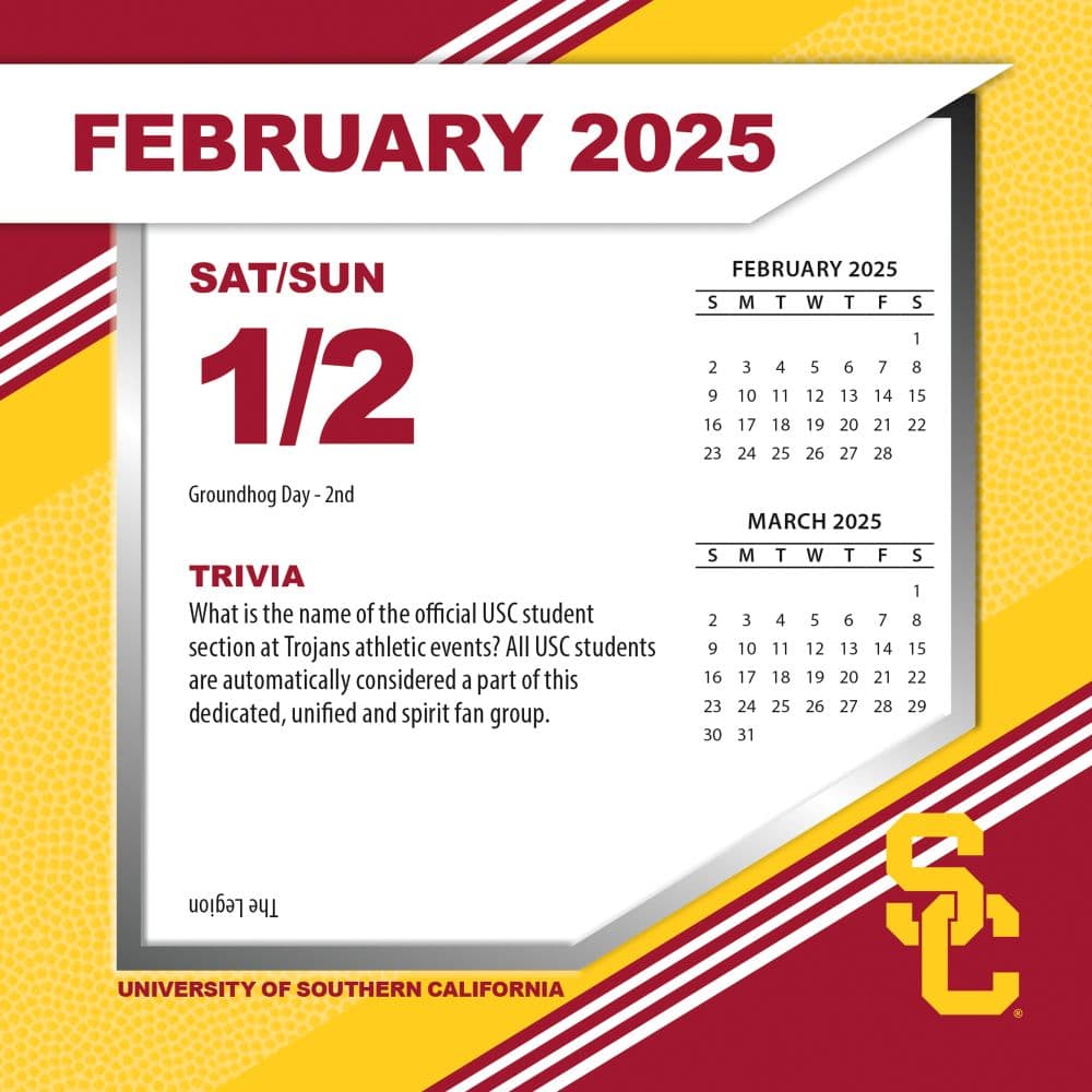 COL USC Trojans 2025 Desk Calendar Second Alternate Image