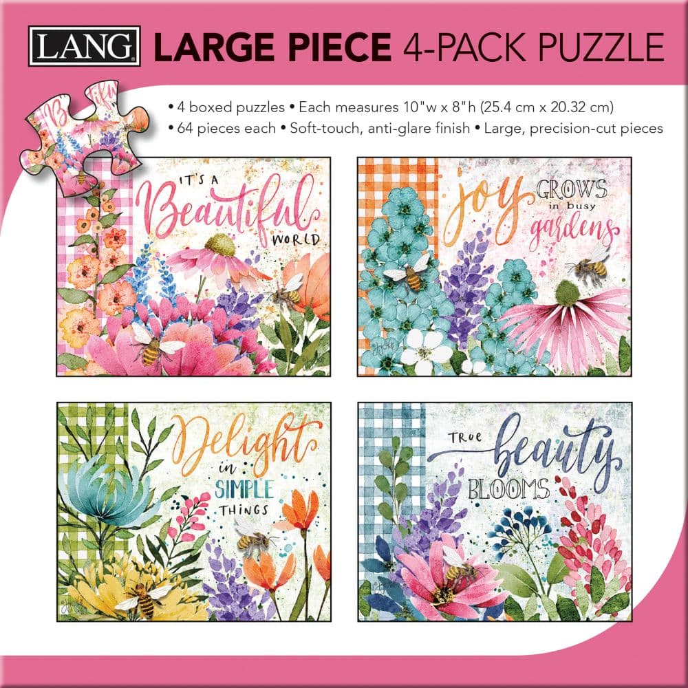 Floral Bees Large Piece Puzzle Main Product Image