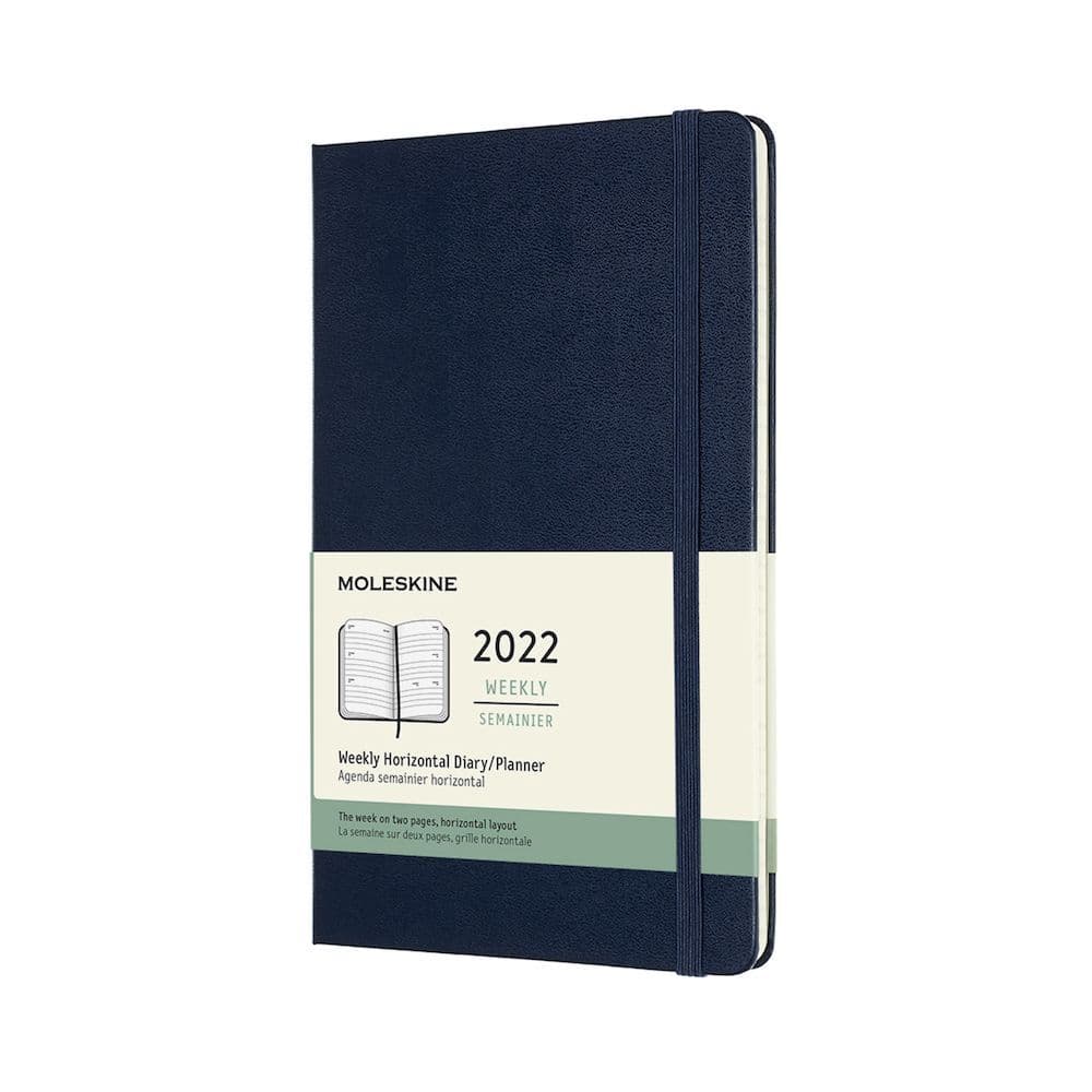 Moleskine 2022 Large Weekly Hard Cover Horizontal Planner (Sapphire Blue)