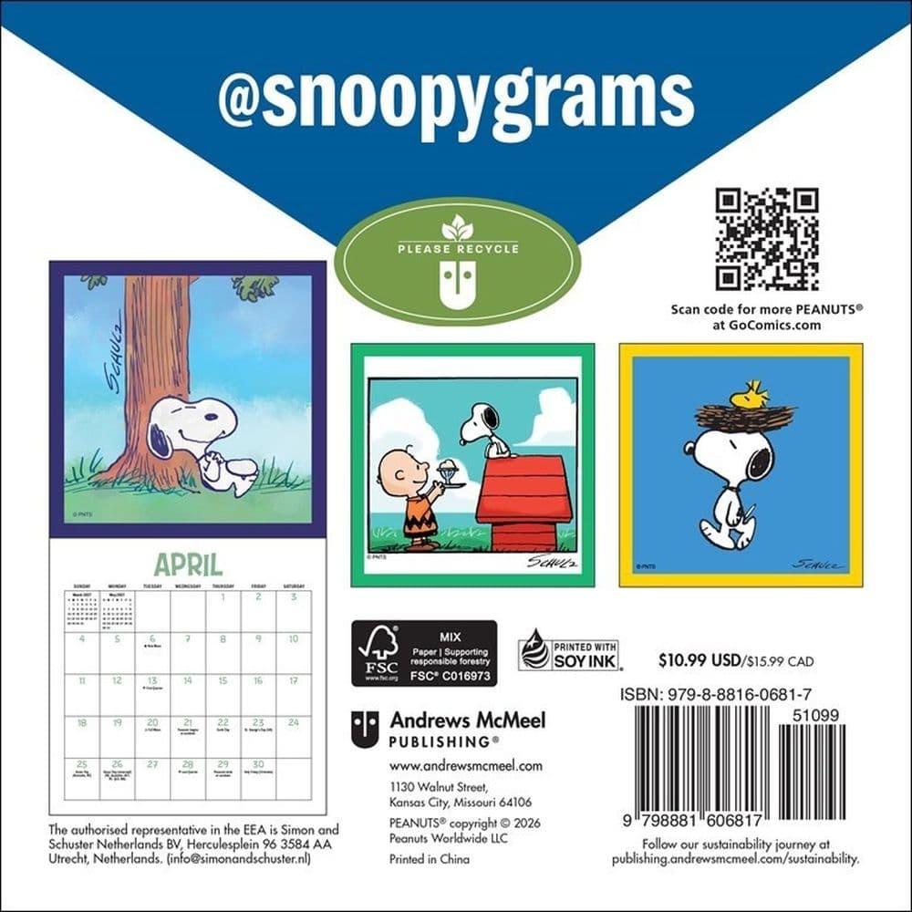Peanuts Snoopygrams 2027 Mini Wall Calendar First Alternate Image