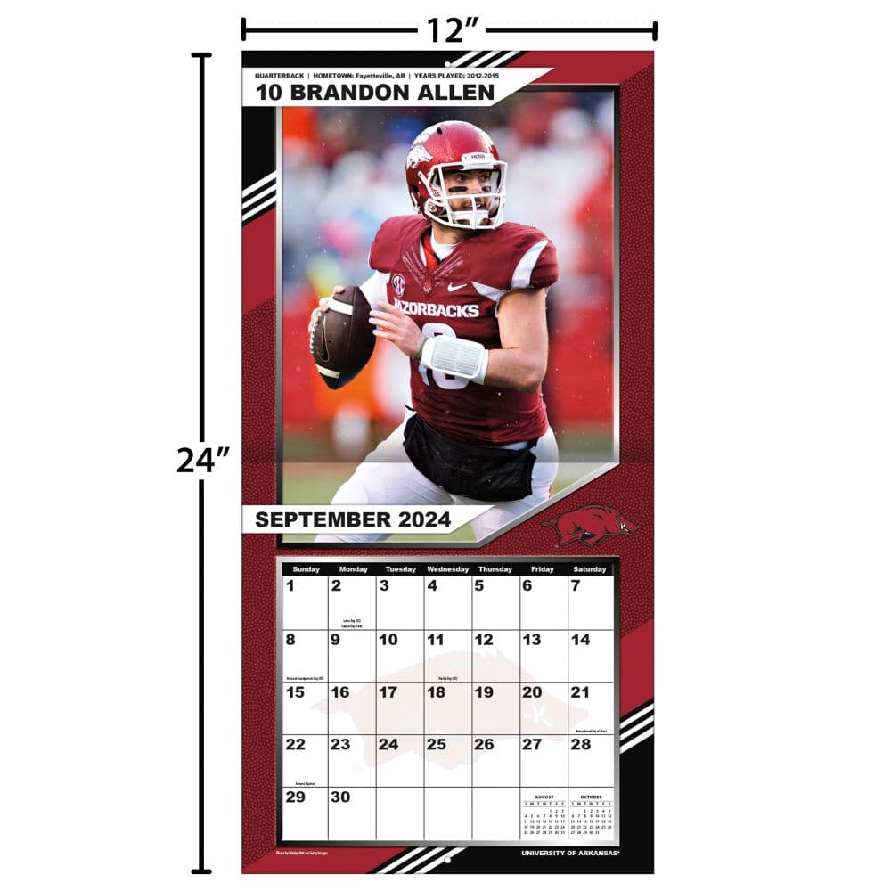 Arkansas Razorbacks 2025 Wall Calendar_ALT5