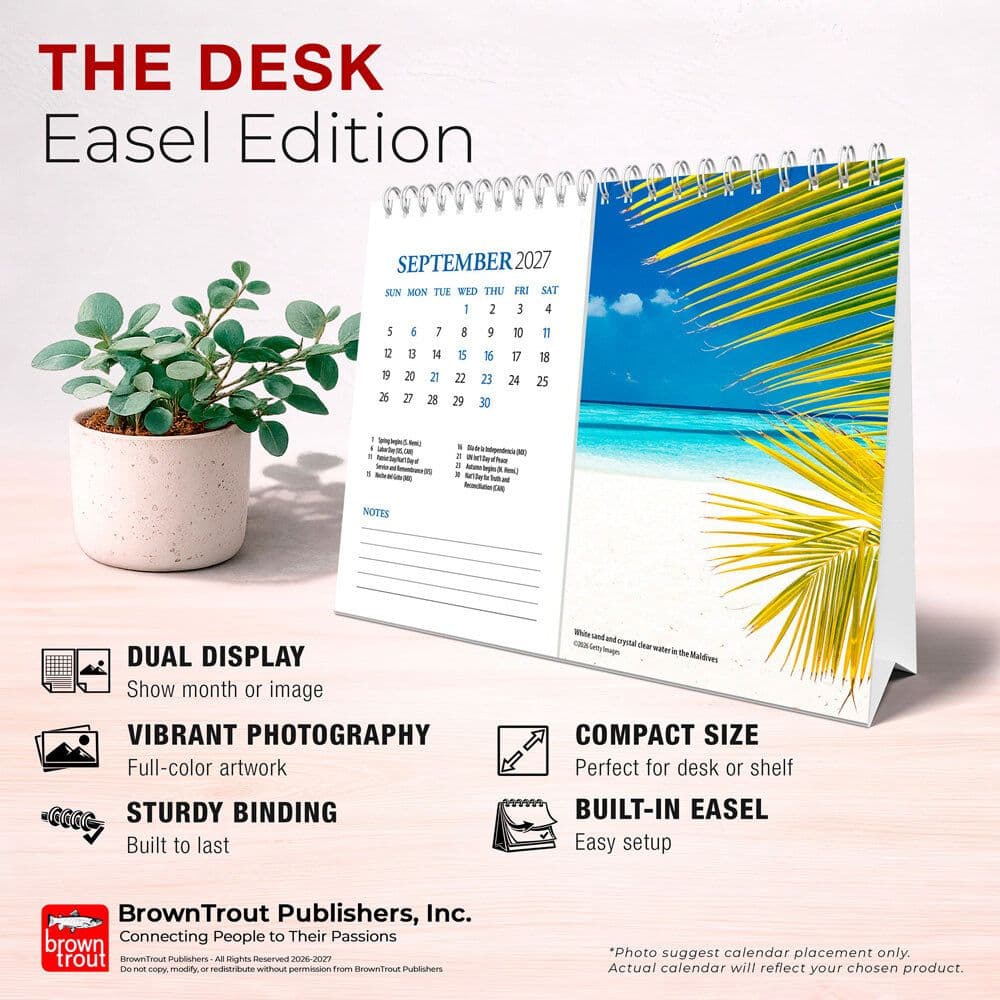 Beaches 2027 Double View Easel Desk Calendar Fourth Alternate Image