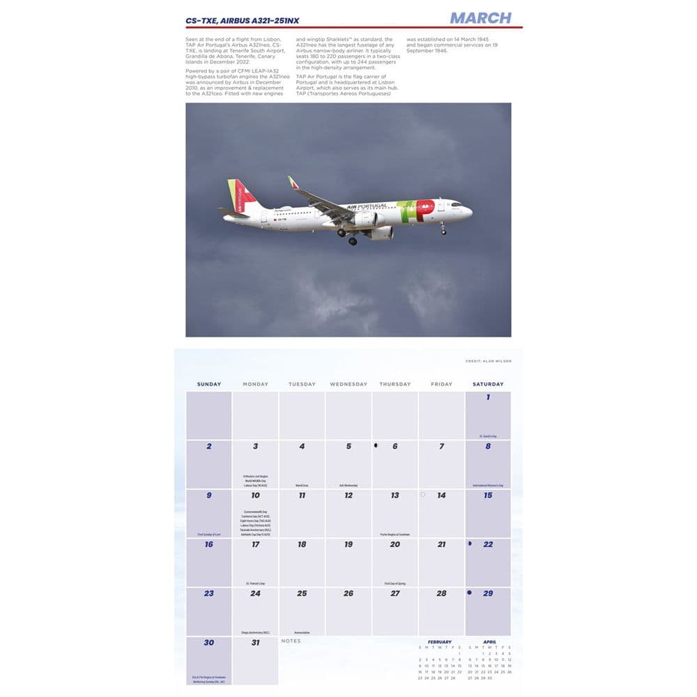 Flight Commerical Aircraft 2025 Wall Calendar Second Alternate Image width=&quot;1000&quot; height=&quot;1000&quot;