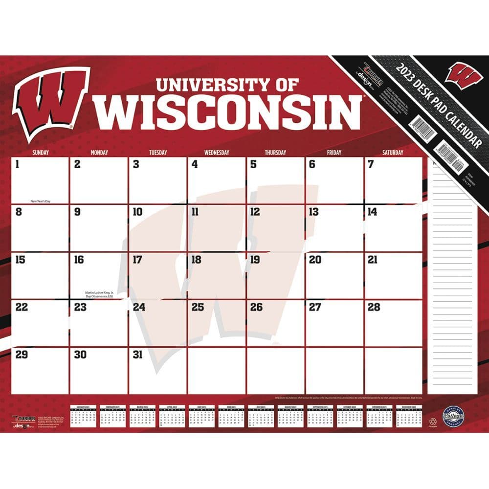 Wisconsin Calendar 2023 Wisconsin Badgers 2023 Desk Pad Calendar - Calendars.com