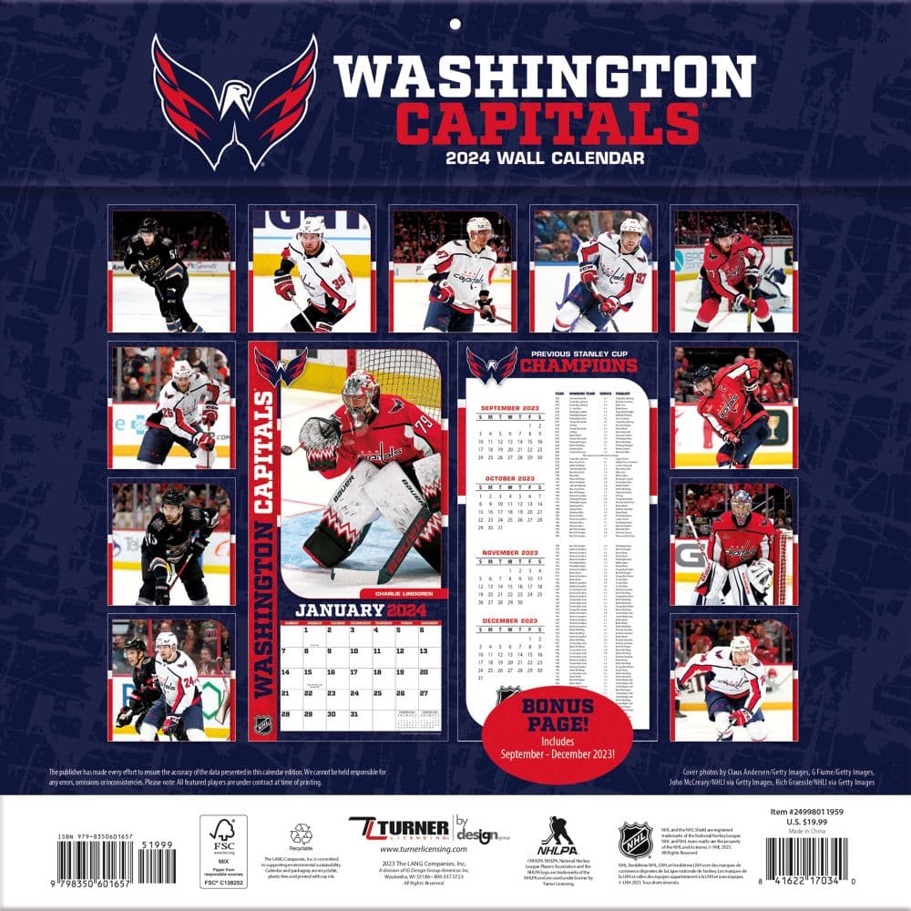 NHL Washington Capitals 2024 Wall Calendar