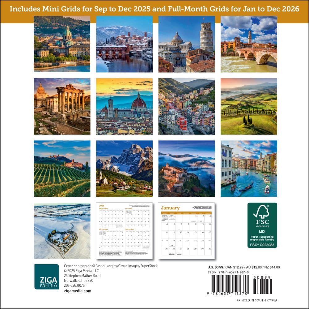 Italy 2026 Mini Wall Calendar First Alternate Image