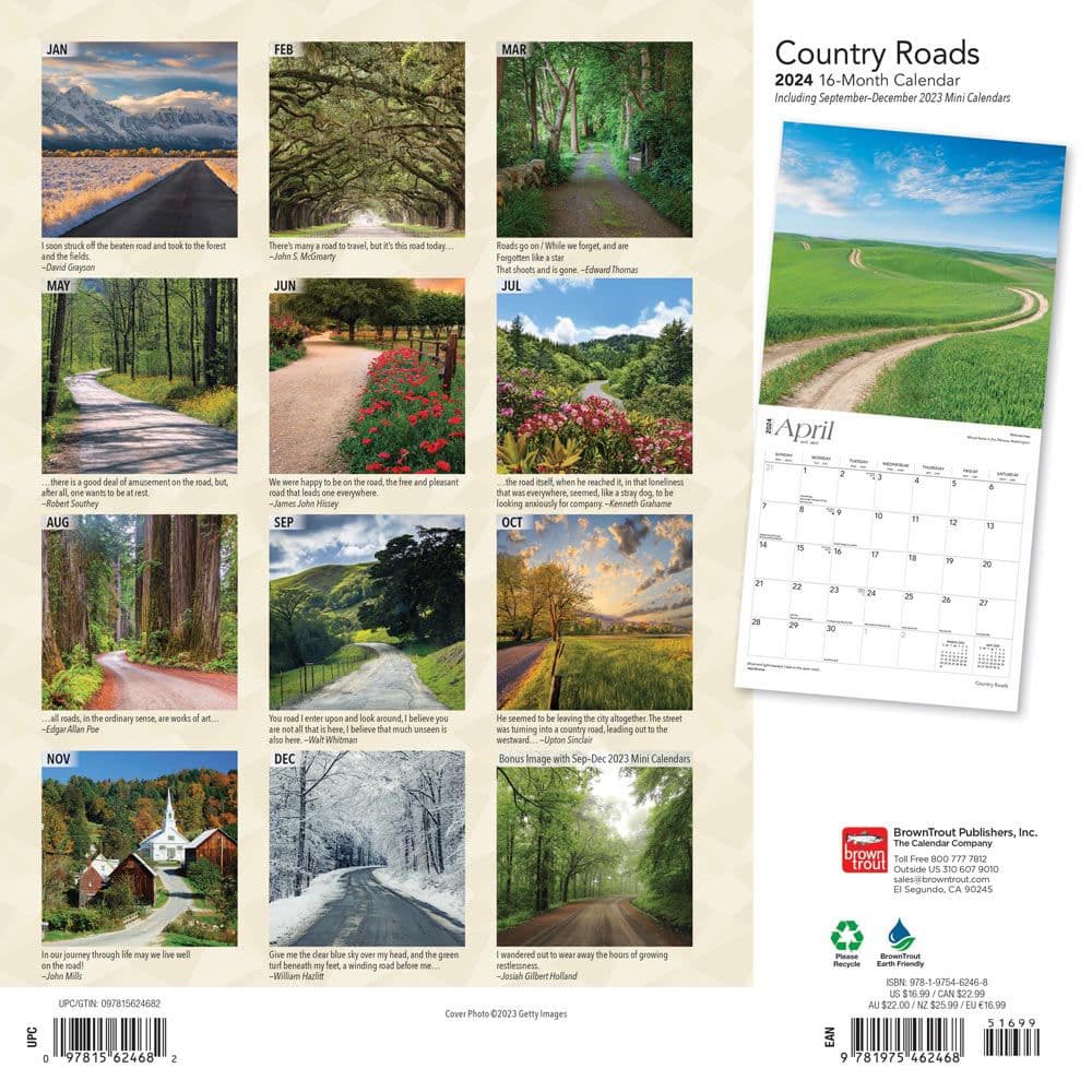 Country Roads 2024 Wall Calendar