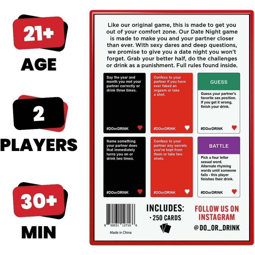 Do or Drink Date Night Couples Card Game First Alternate Image