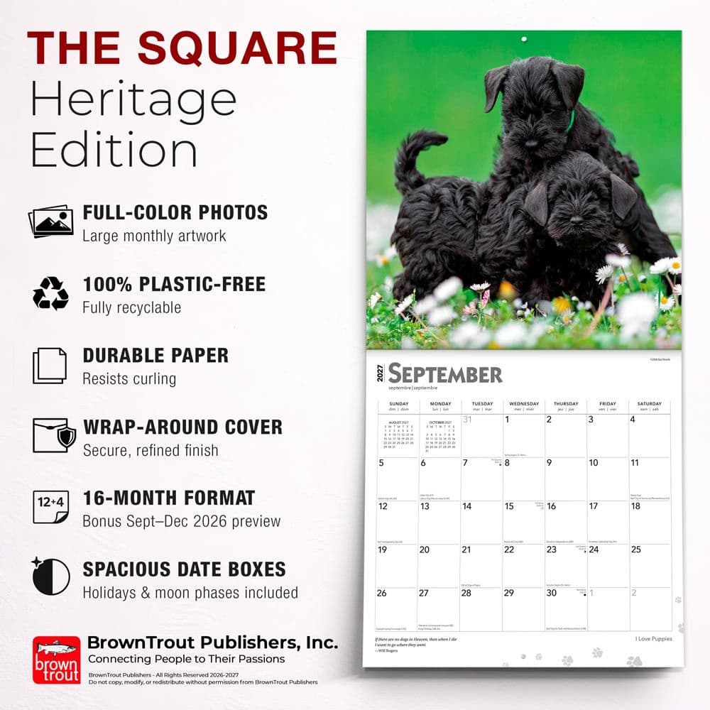 I Love Puppies 2027 Wall Calendar Fifth Alternate Image