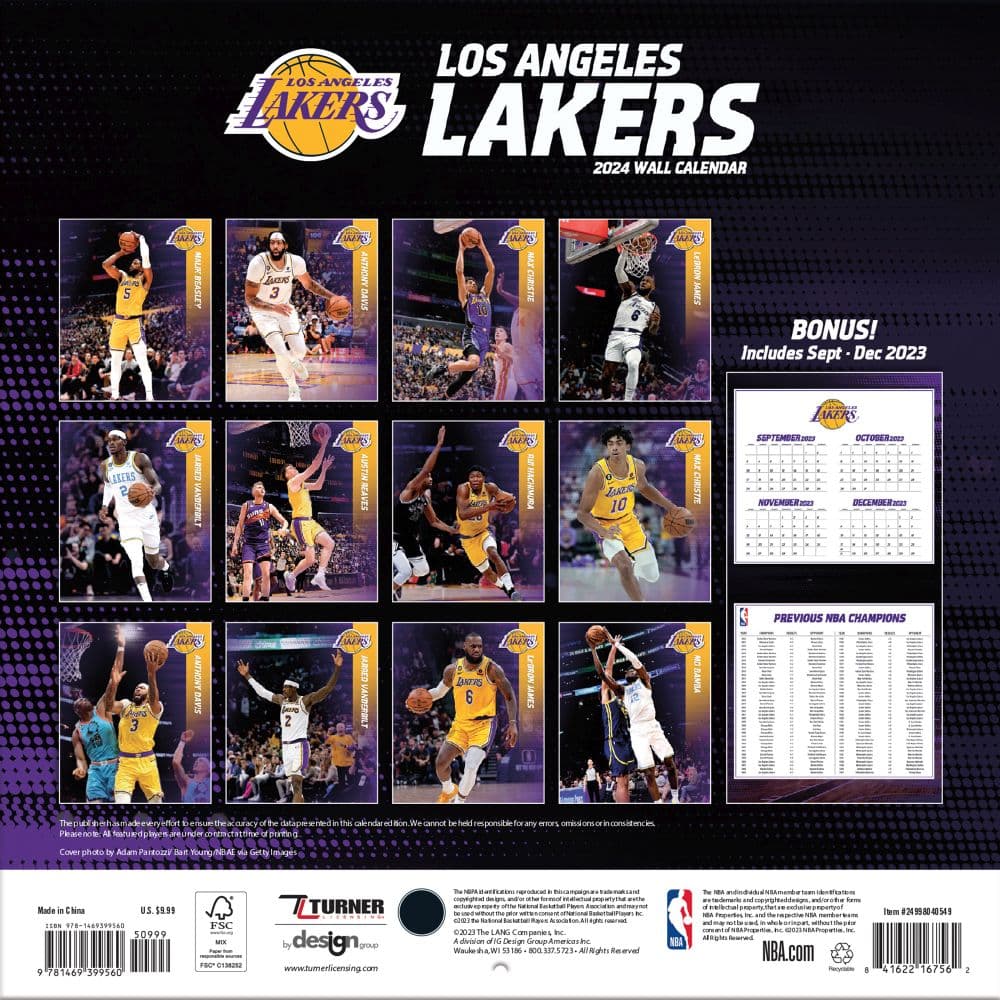 Los Angeles Lakers 2024 Mini Wall Calendar