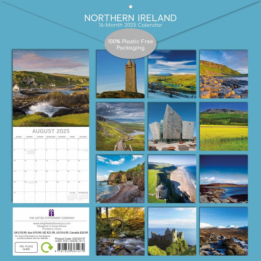 Northern Ireland 2025 Wall Calendar