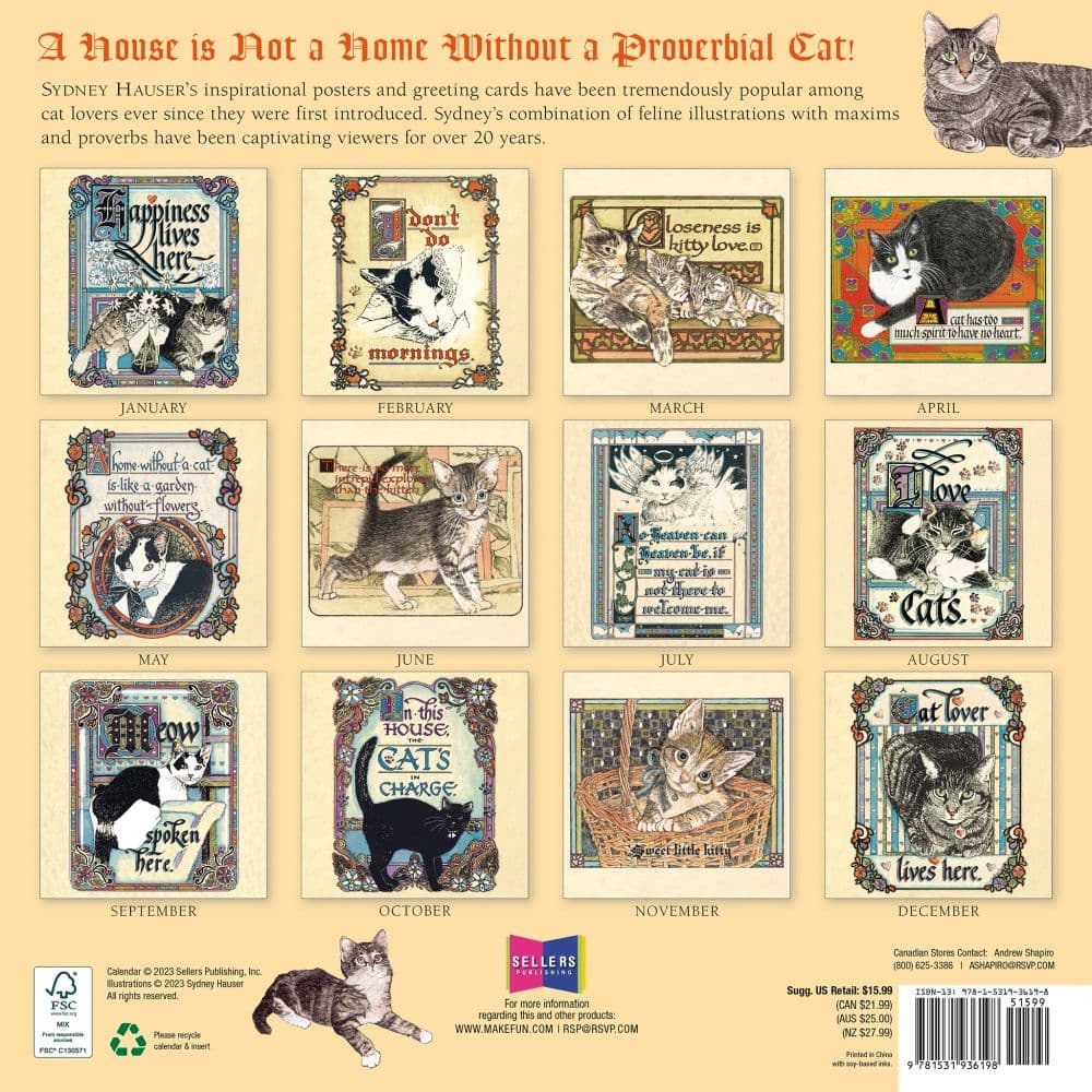 Proverbial Cat 2024 Wall Calendar