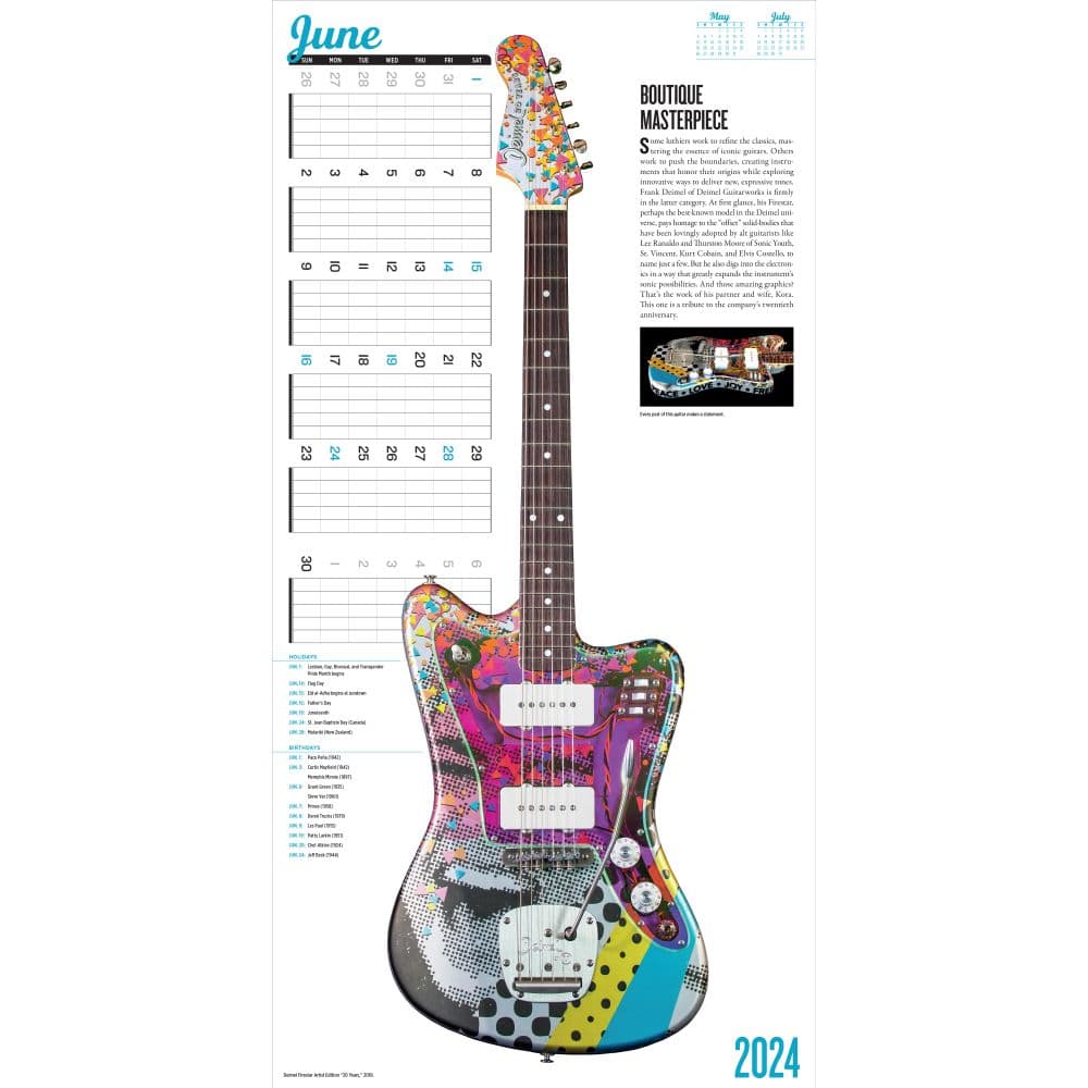 Guitars 2024 Wall Calendar