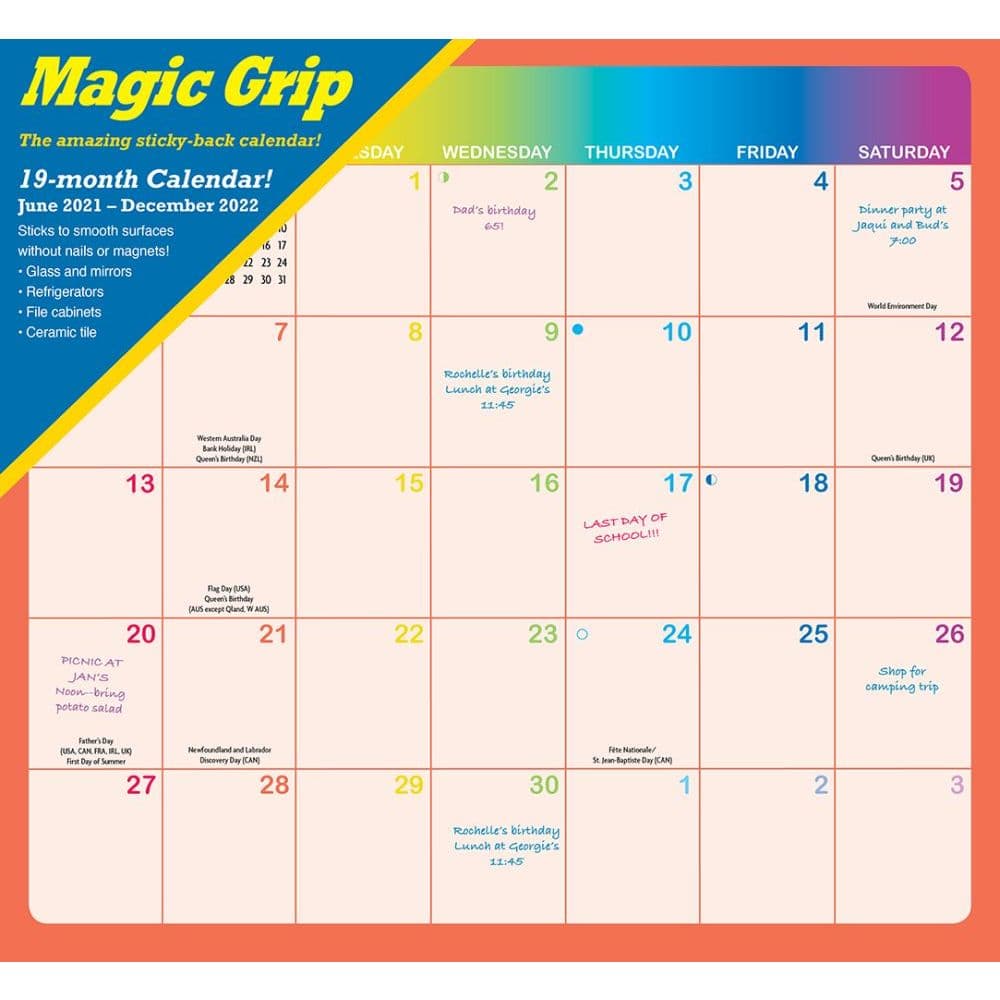 Rainbow Jumbo Magic Grip 2022 Wall Calendar