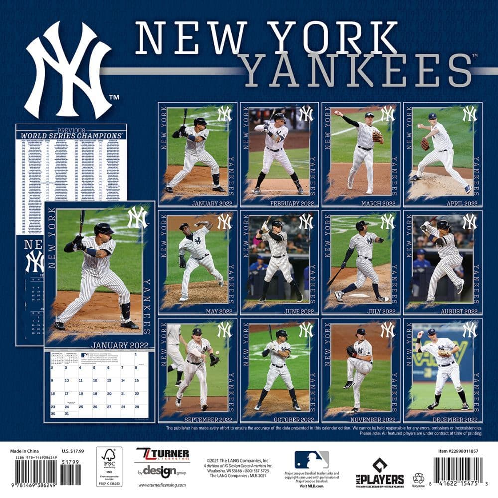 New York Yankees 2022 Wall Calendar Calendars Com
