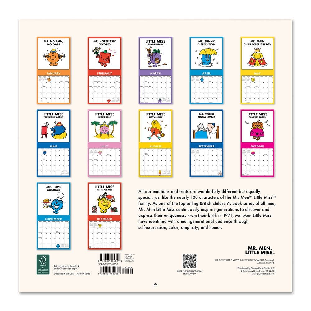 Mr. Men Little Miss 2027 Wall Calendar First Alternate Image