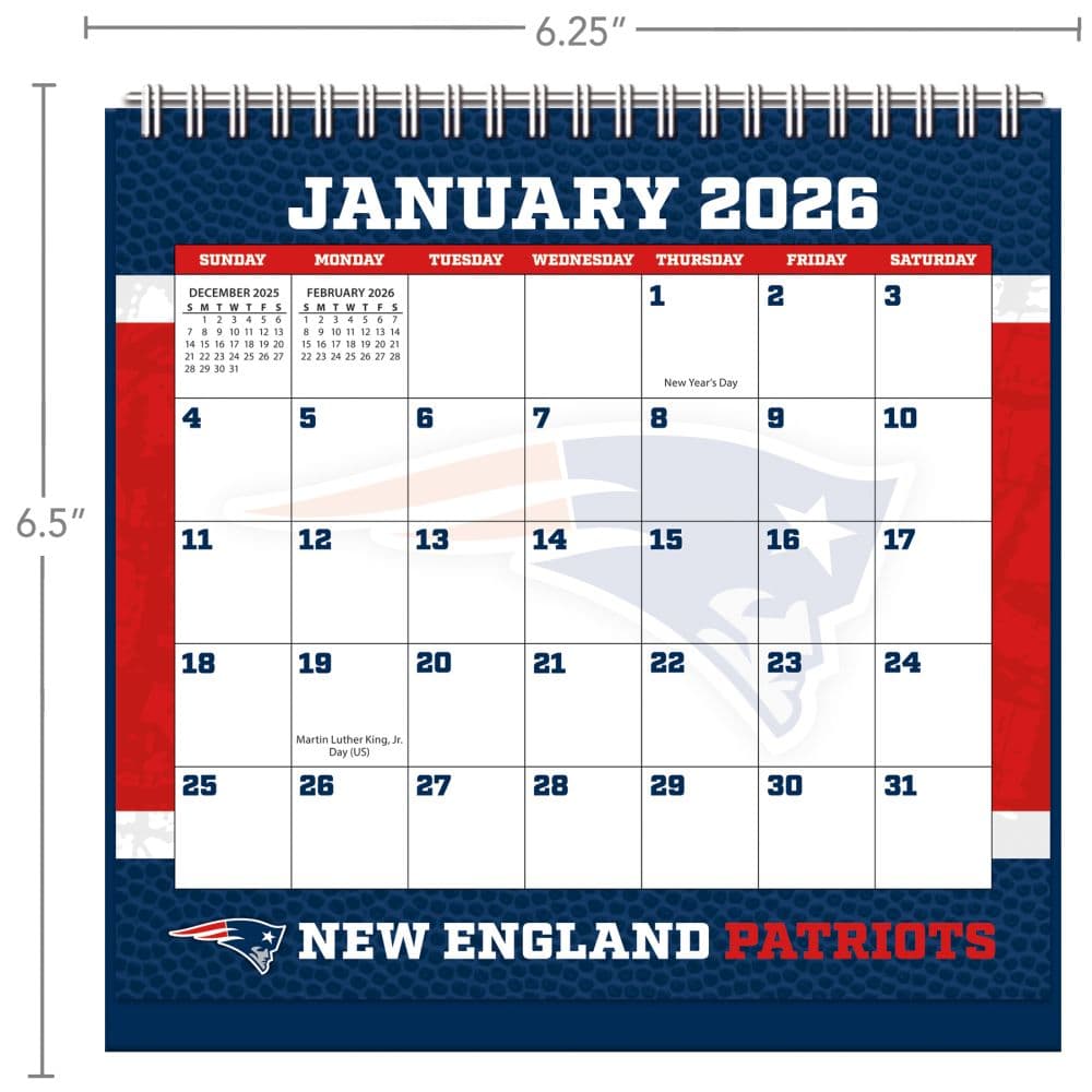 NFL New England Patriots 2026 Easel Desk Calendar Third Alternate image