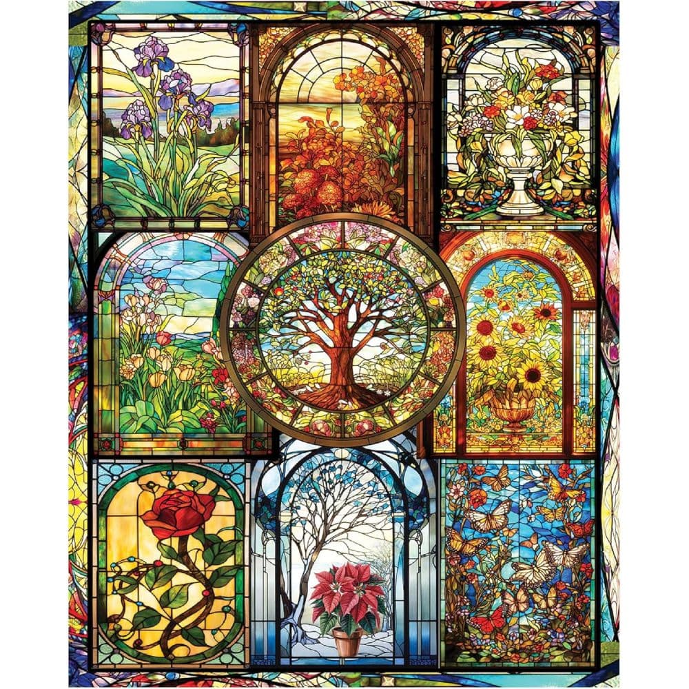 Four Seasons Stained Glass 1000 Piece Puzzle by Lois B. Sutton First Alternate Image