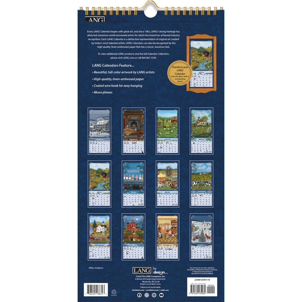 LANG Folk Art 2025 Vertical Wall Calendar by Mary Singleton