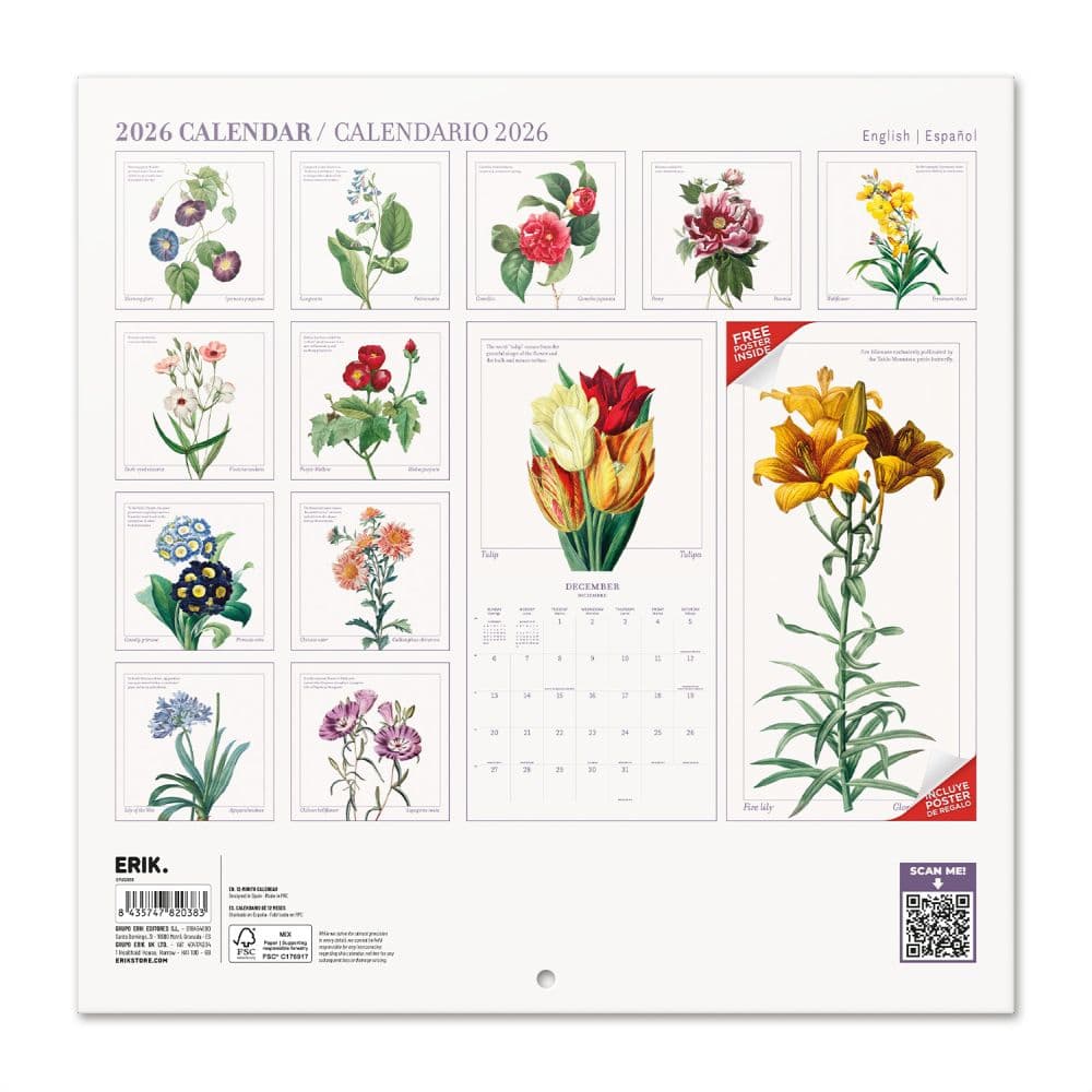 Botany Flowers 2026 Wall Calendar First Alternate Image