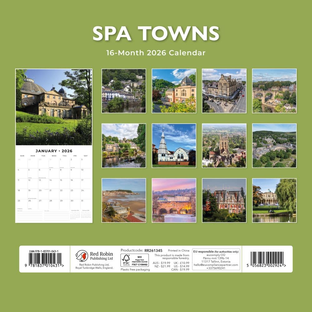 Spa Towns 2026 Wall Calendar First Alternate Image
