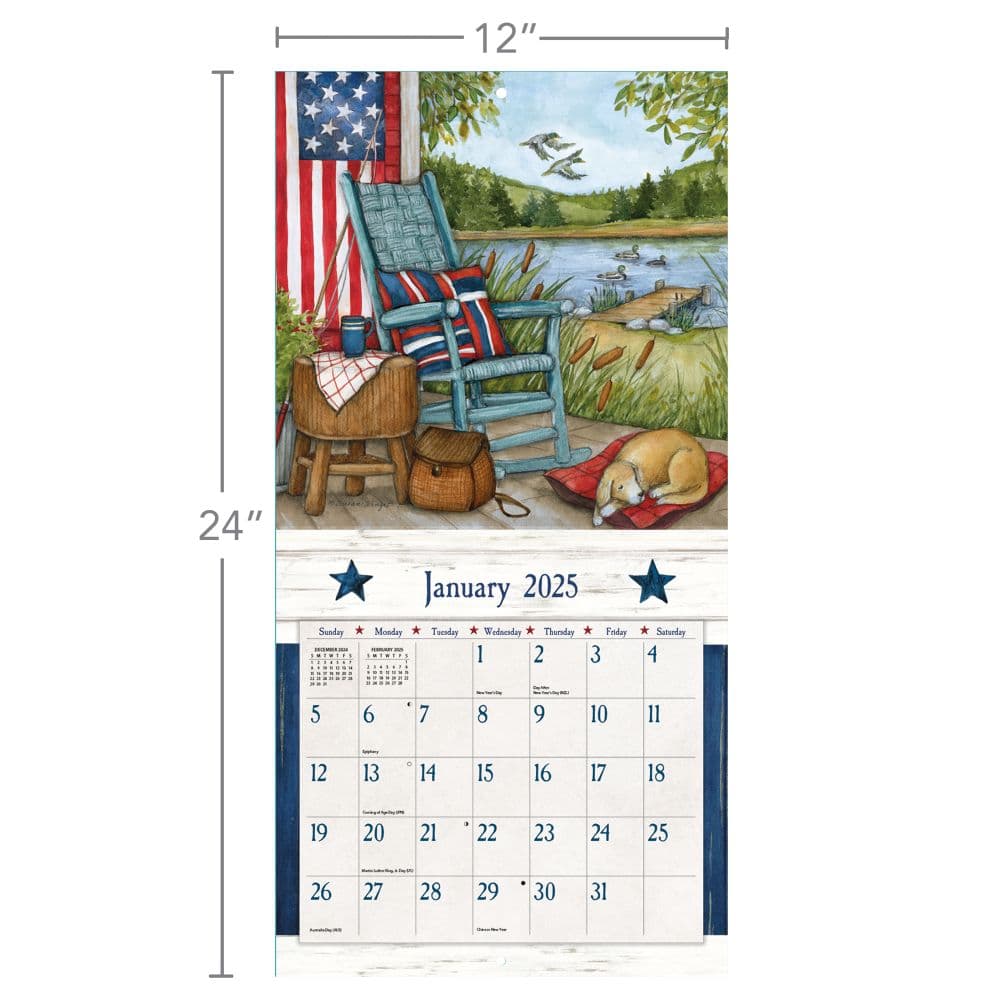 Stars and Stripes by Susan Winget 2025 Wall Calendar