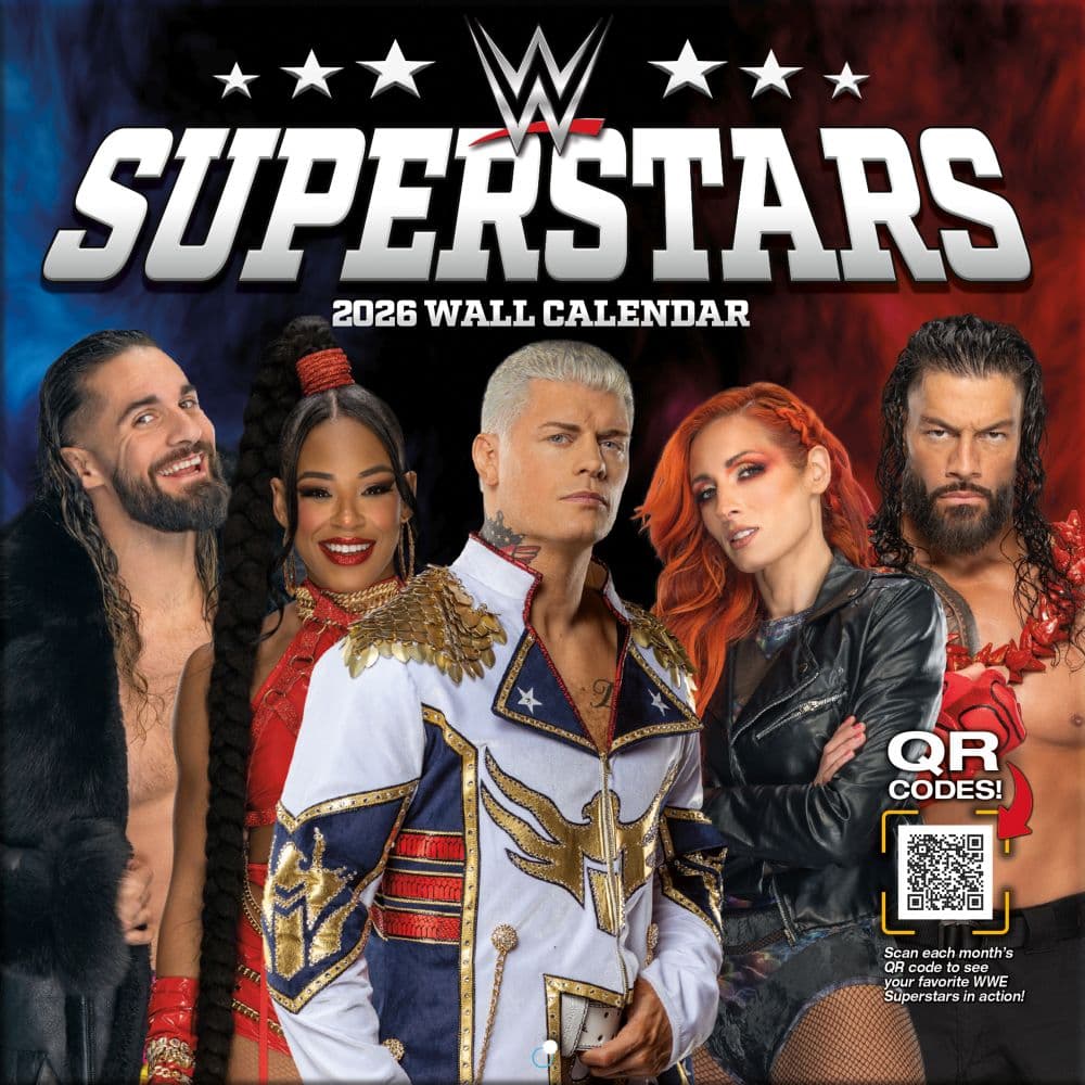 WWE Superstars 2026 Mini Wall Calendar Main Product Image