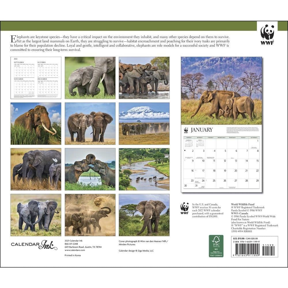 Elephants Wwf 2022 Wall Calendar - Calendars.com