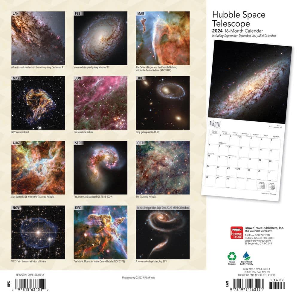 Hubble Space Telescope 2024 Wall Calendar Alternate Image 1