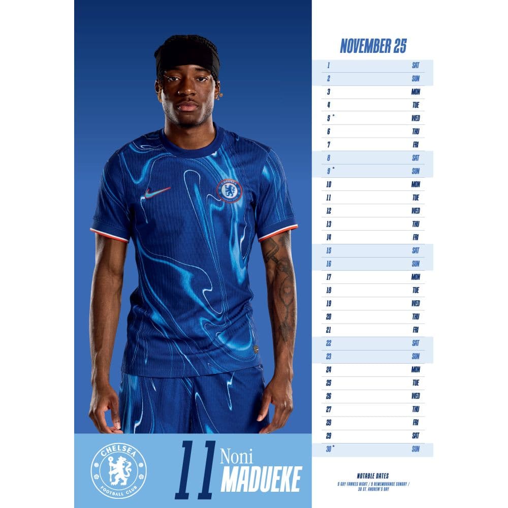 Chelsea FC Poster 2025 Wall Calendar Third Alternate Image