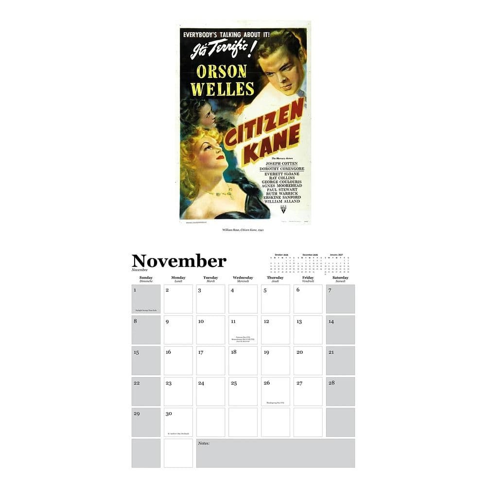Vintage Movie Square Poster 2026 Wall Calendar Second Alternate Image