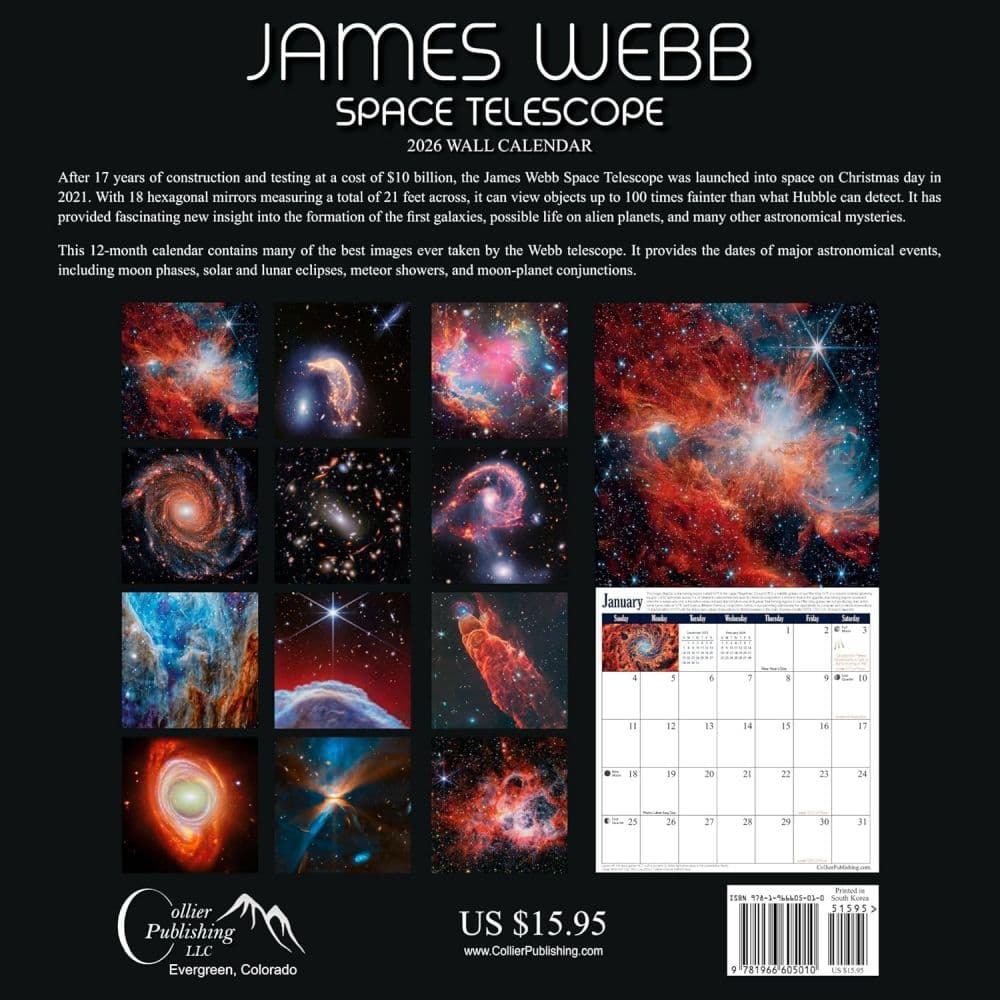 James Webb Telescope 2026 Wall Calendar First Alternate Image