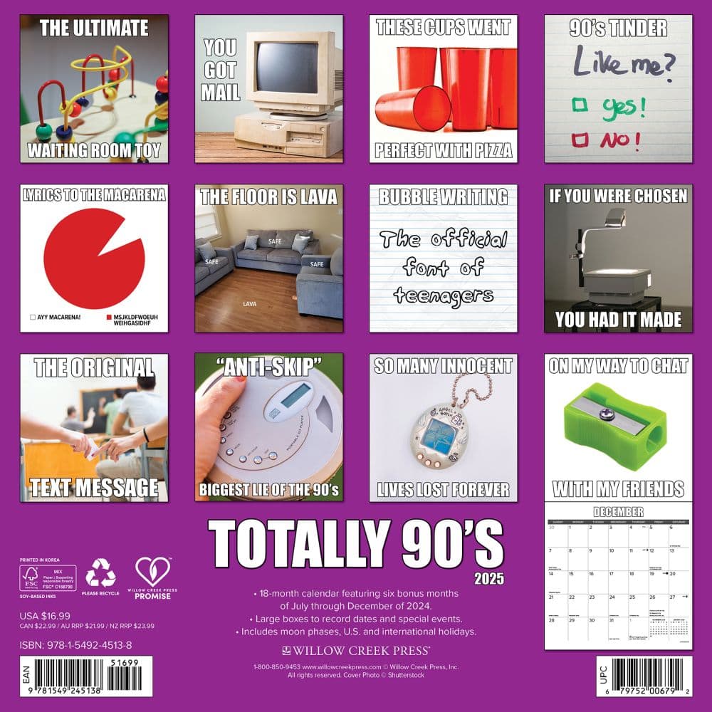 Totally 90s 2025 Wall Calendar Alt1