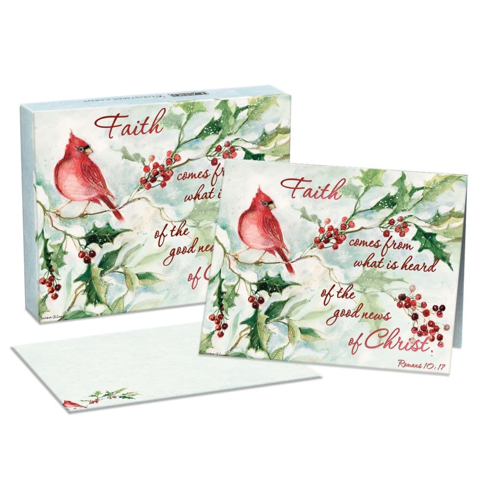 Cardinal and Berries Boxed Christmas Cards by Susan Winget Main Product Image