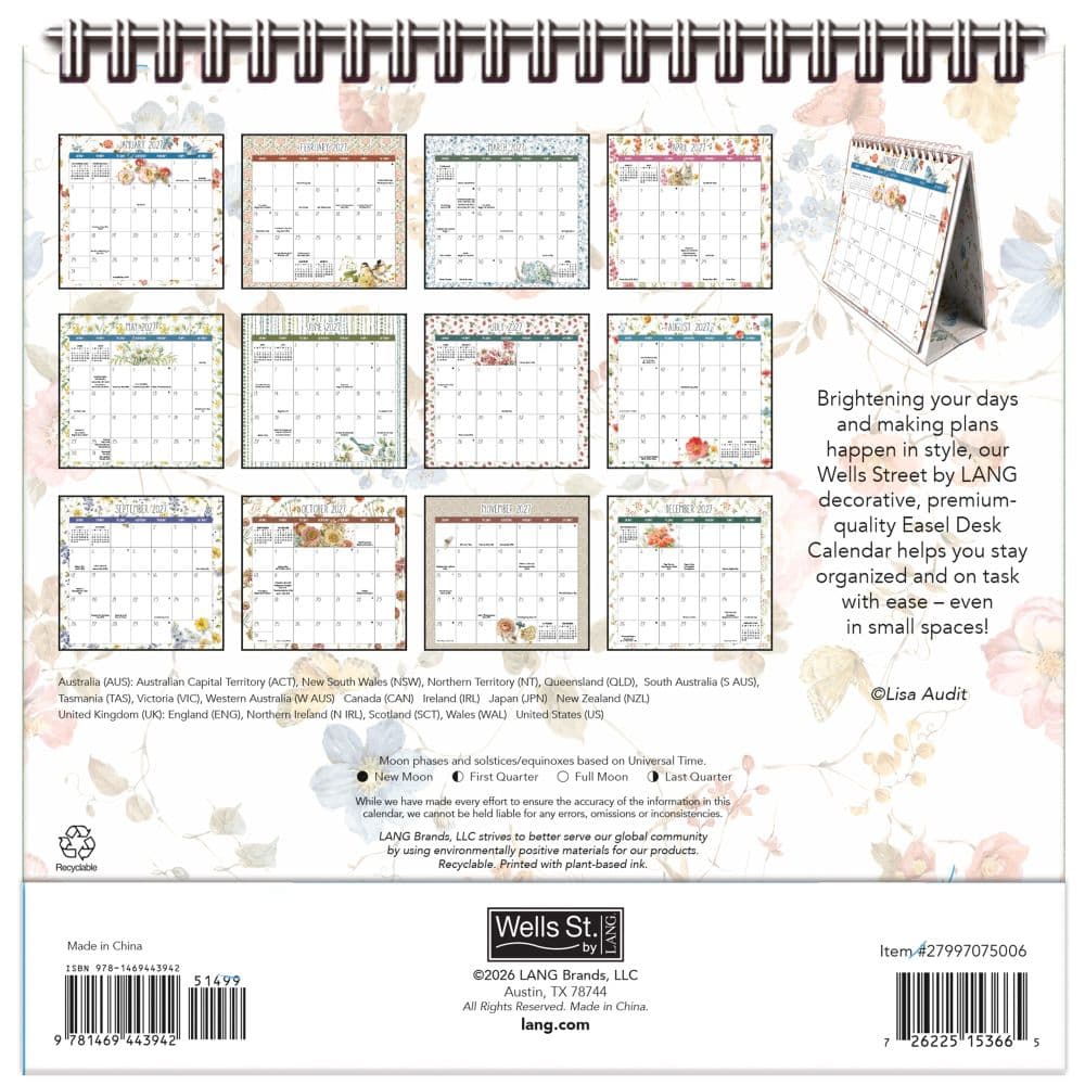 Watercolor Wonder 2027 Easel Desk Calendar by Lisa Audit First Alternate Image