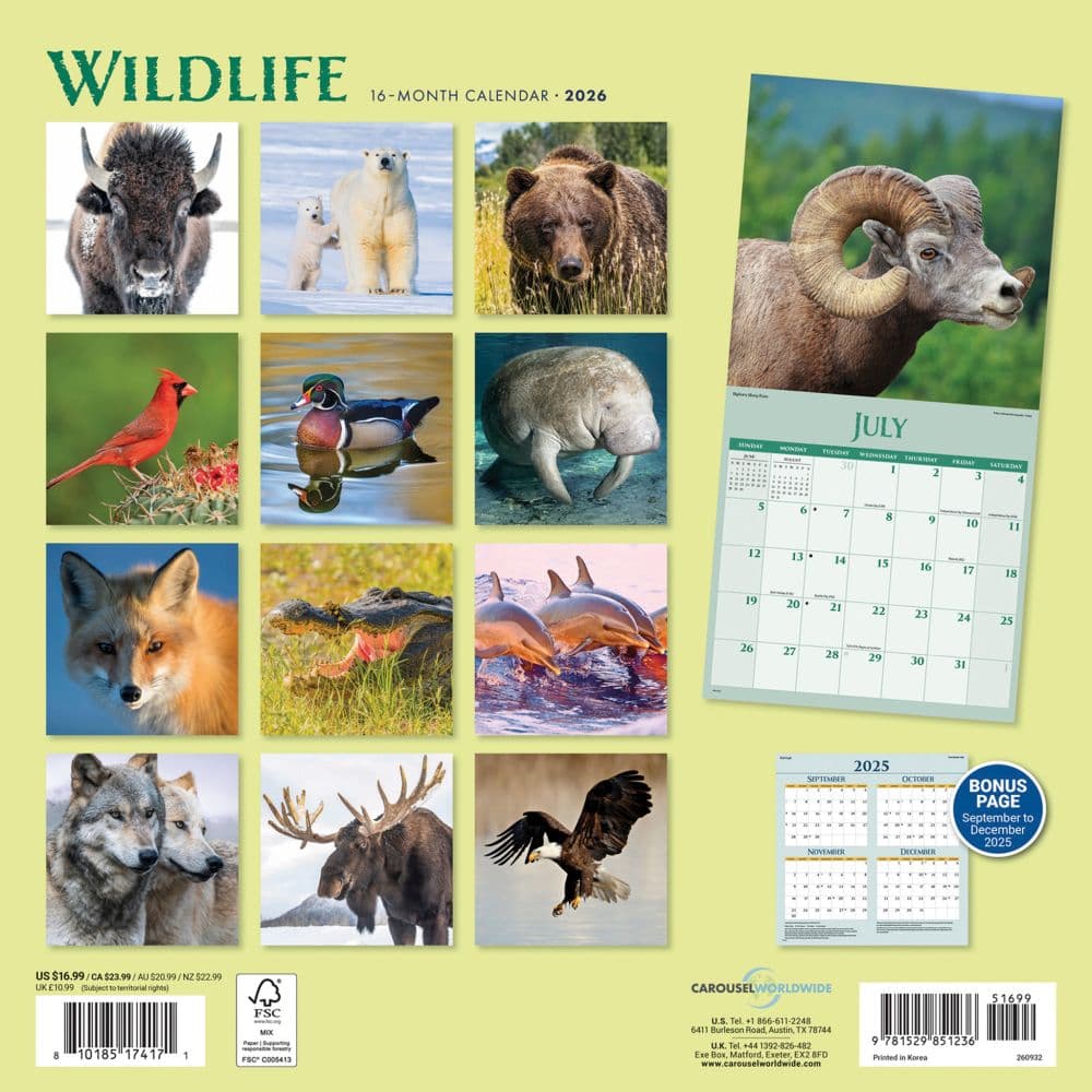 Wildlife Special Value 2026 Wall Calendar First Alternate Image