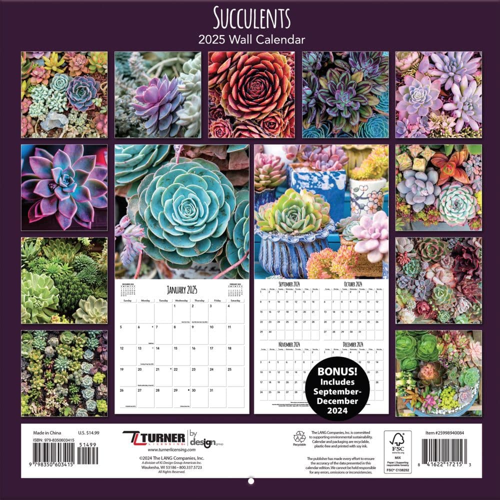 Succulents Photo 2025 Wall Calendar First Alternate Image