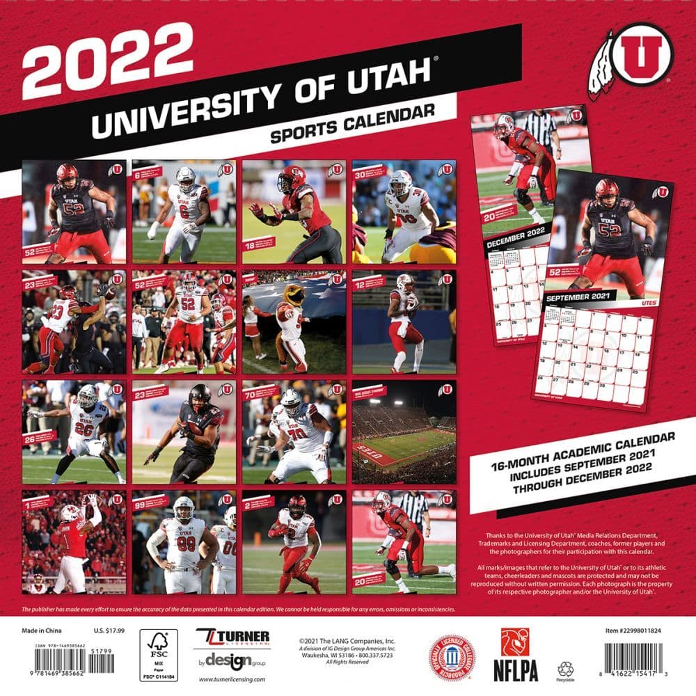 Utah Utes 2022 Schedule Utah Utes 2022 Wall Calendar - Calendars.com