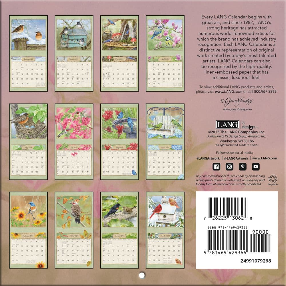 Birds In The Garden 2024 Mini Wall Calendar