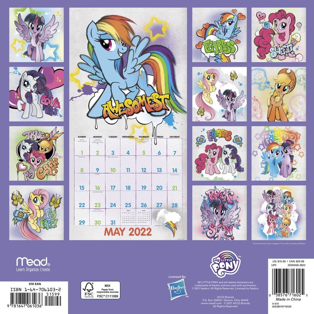 My Little Pony 2022 Wall Calendar - Calendars.com