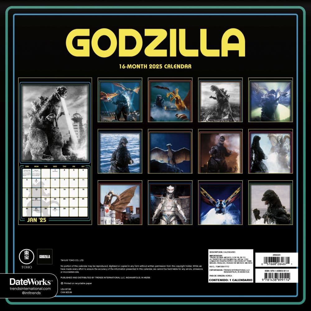 Godzilla Classic 2025 Wall Calendar Third Alternate Image width=&quot;1000&quot; height=&quot;1000&quot;