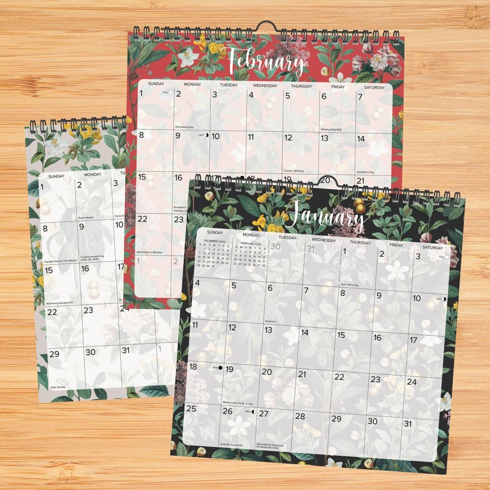 Botanical Nature Spiral Art 2026 Wall Calendar Second Alternate Image