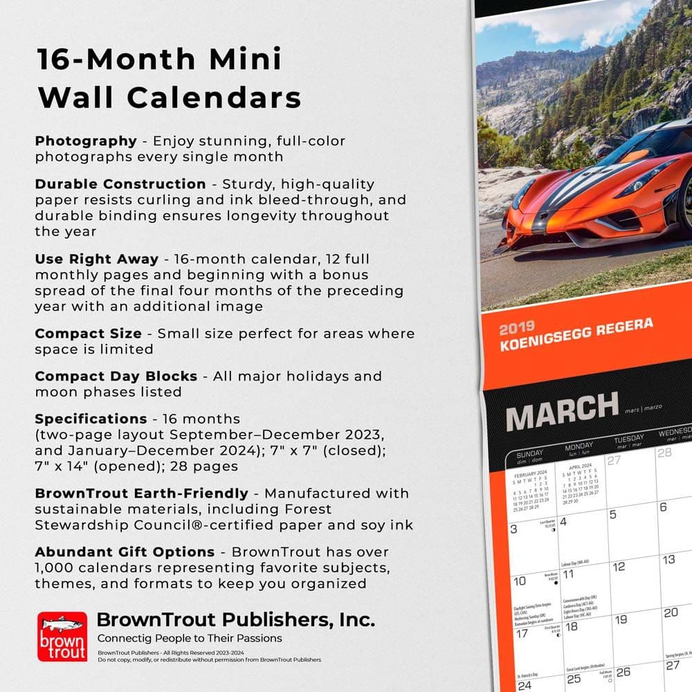 Supercars 2024 Mini Wall Calendar