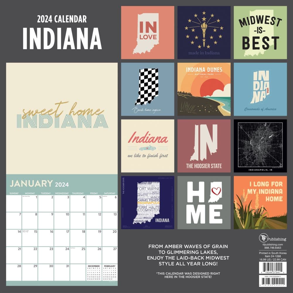 Home Indiana 2024 Wall Calendar